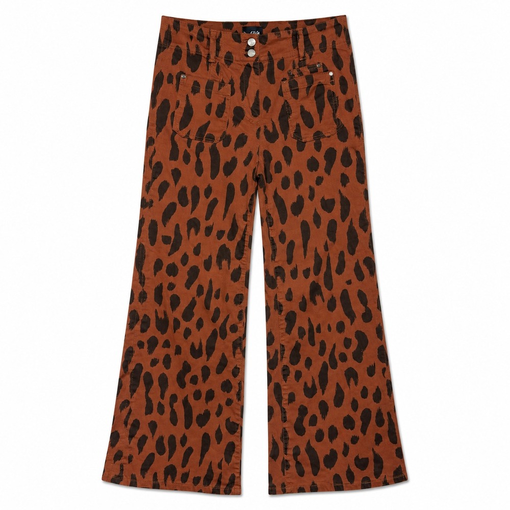 Maeve The Junie Leopard High-Rise Flare Jeans Womens Size 28 Y2K Style Retro Mod